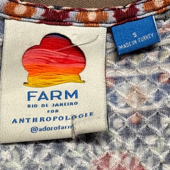 Farm Rio Anthropologie Georgia Mini Dress Colorful Short Sleeve Fitted Small - Picture 11 of 13